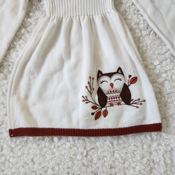 Cynthia Rowley Sz 4 White Knit Owl Embroidered Animal Print Kid Girl Dress - Picture 3 of 6